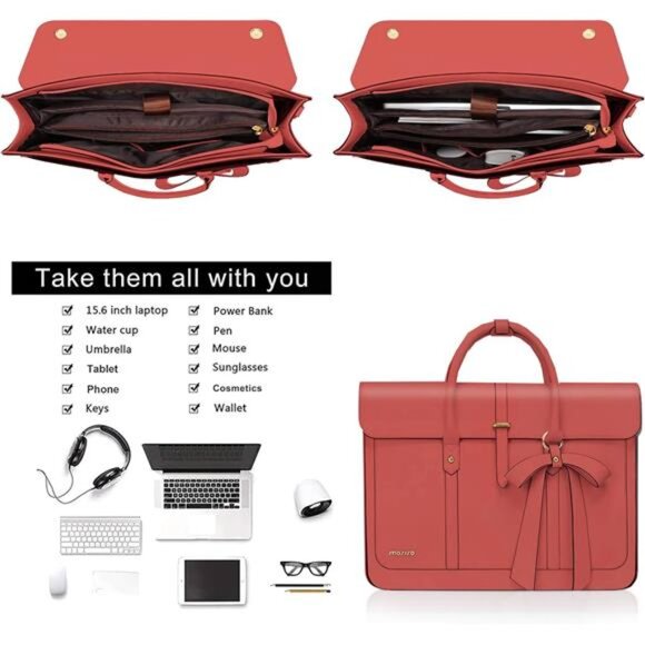 PU Leather Shoulder Bags Convertible Backpack, Coral - Picture 2 of 6